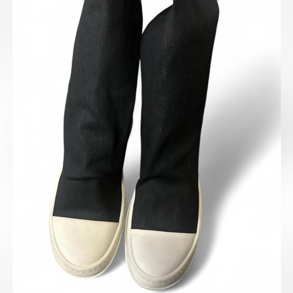 Rick Owens DRKSHDW Waxed Denim over-the-knee Boots - Picture 3 of 6